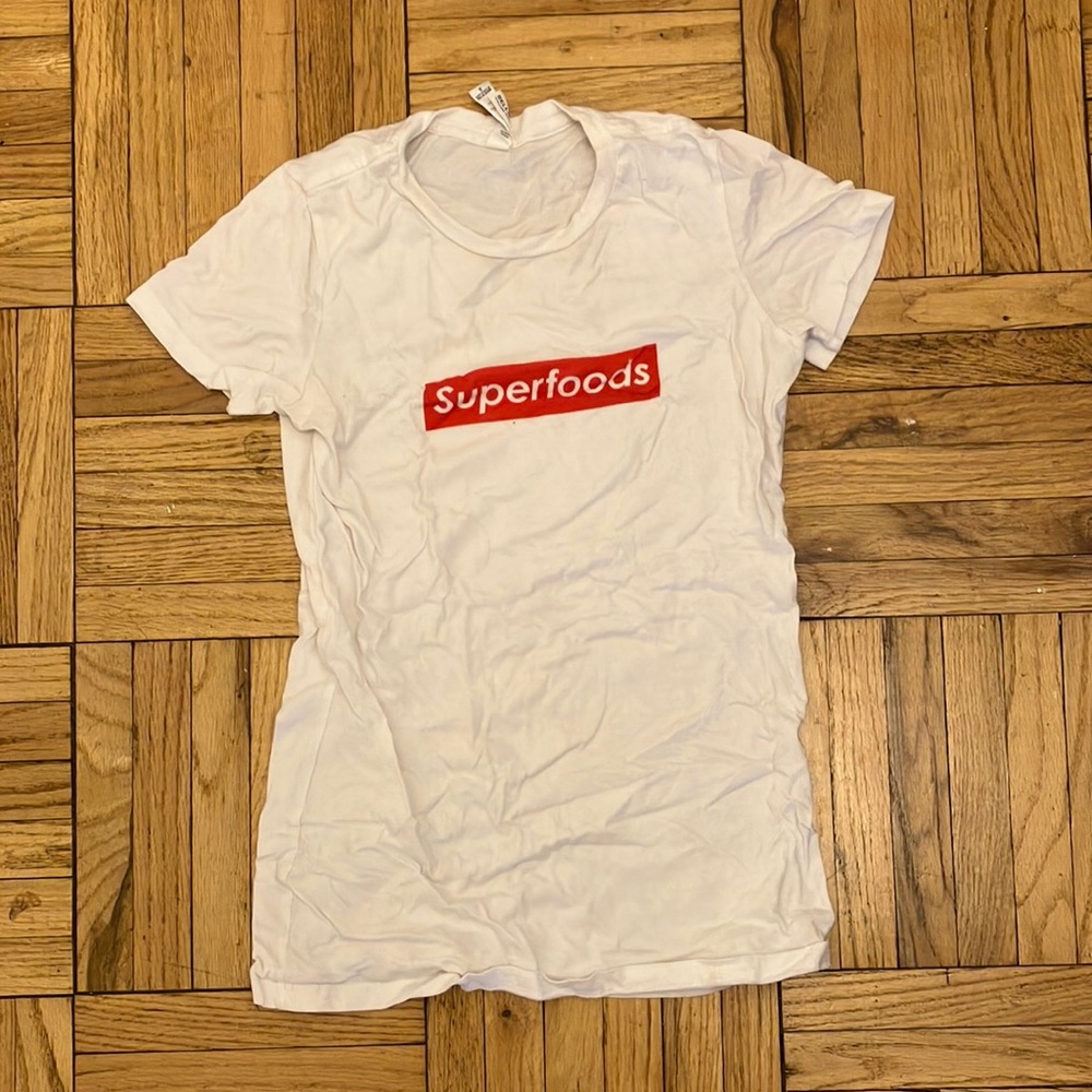 White “superfoods” t-shirt